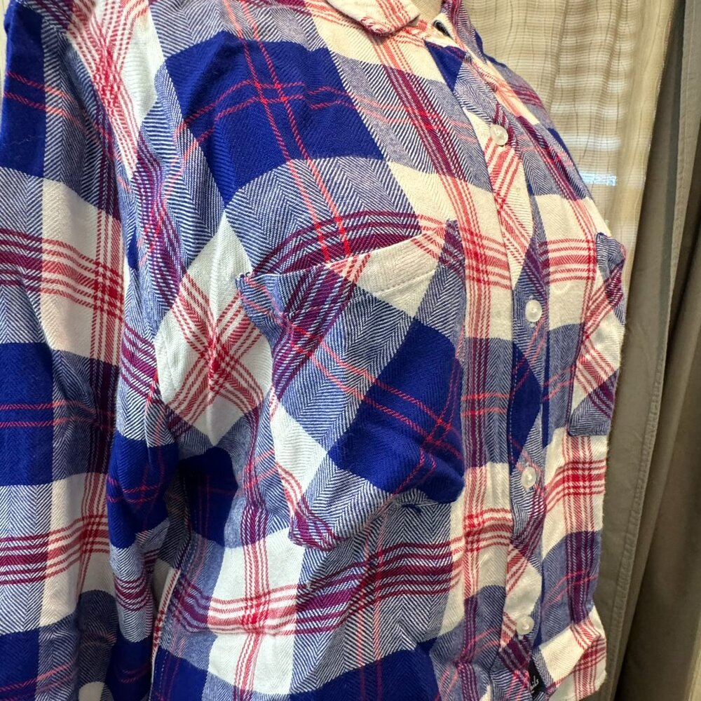 - Rails Button Down Plaid Loose Top With Double P… - image 6